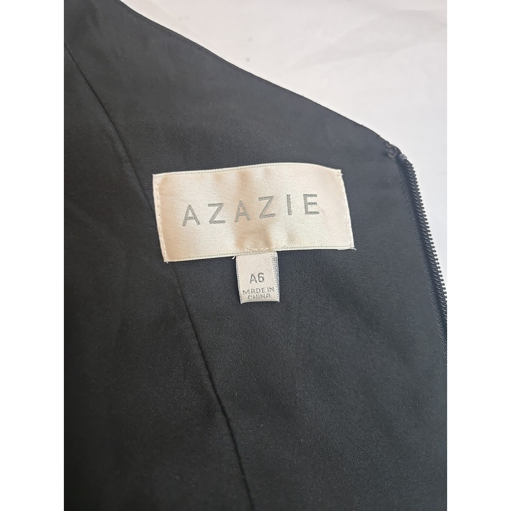 Azazie Black Bridesmaid Dress A6 Floor Length Slit Formal Gown Pockets - Picture 4 of 12